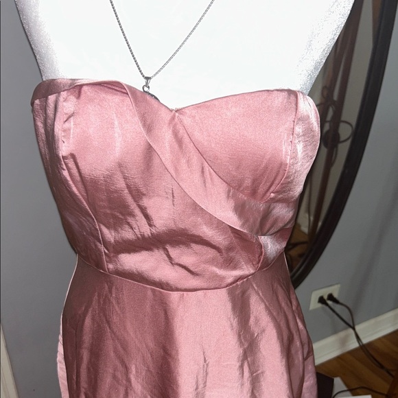 Lulu's Strapless Pink Satin Dress - Picture 3 of 7